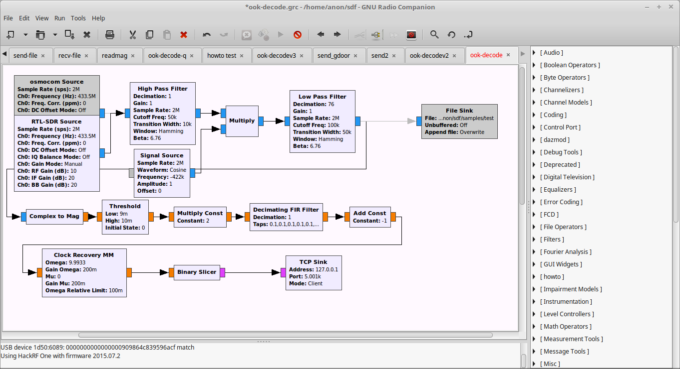 GNURadio Companion flow diagram